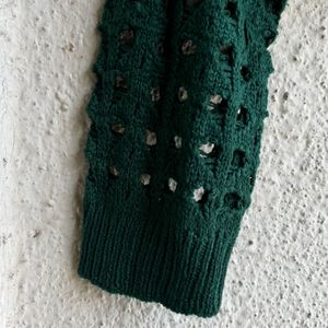 Chic Green Crochet Knit Sweater crop top
