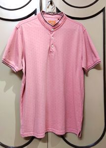 Micro Print Henley Neck