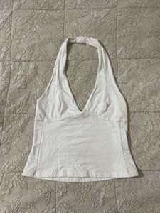 White Halter Neck Top