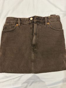 Brown Denim Mini Skirt