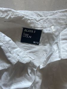 White Cropped Button-Up Shirt