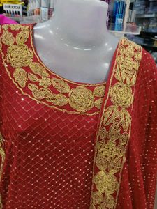 Elegant Red &amp; Gold Ethnic Suit size L
