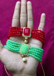 Beaded Combo Choker Necklace With No Earings