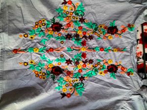 Embroidered Cold Shoulder Top