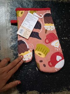 combo Cute Coffee Themed Apron &amp;oven glove