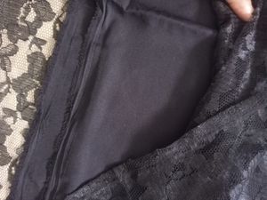 Black Flower Net Material Top..