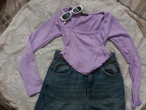 Lavender Corset Long Sleeve Top