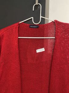 Vibrant Red Knit Cardigan