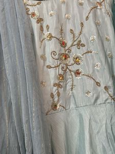 Elegant Sky Blue Embroidered Kurta Set