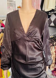 savana Satin Ruched Mini Dress with Belt