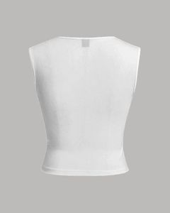 white Square Neck Structured Sleeveless Top