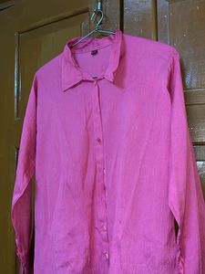 Vibrant Pink Long Sleeve Button-Up Shirt