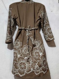 Tan Floral Print Shirt Dress for single piece 399/