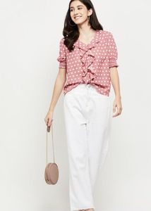 Cute Polka Dot Ruffle Top