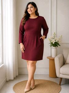 Elegant Burgundy Long Sleeve Dress