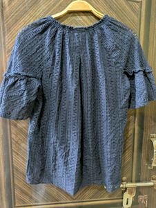 Navy Blue Lace Top