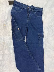 Stylish Blue Denim Cargo Jeans