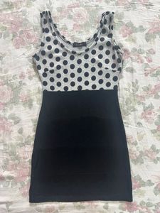 Polka Dot &amp; Black Bodycon Dress