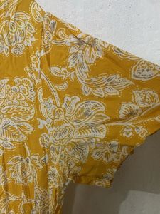 Sunny Yellow Floral Print Button-Up Dress