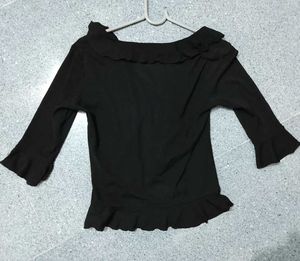 Black Ruffled Cardigan