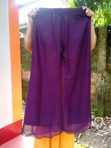 Vibrant Purple ethnic set plazzo, crop top, Size-