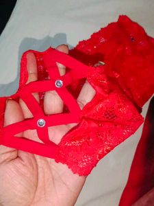 sexy Red Lace Lingerie Nightgown With Panty Set