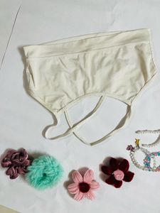 Cream Sports Bra with Cute Accessories
