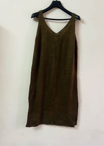 Olive Winter One Piece Woollen Dress