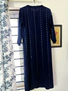 Women's Elegant mirror Navy Blue Kurta