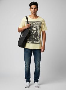 Ed Hardy Graphic Distressed T-Shirt With Brand Bag
