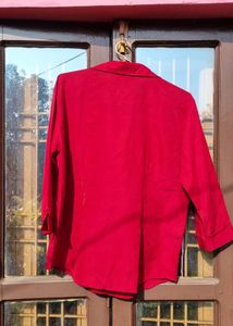 Elegant Red Button-Down Shirt