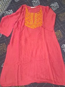 Pink Embroidered Kurta