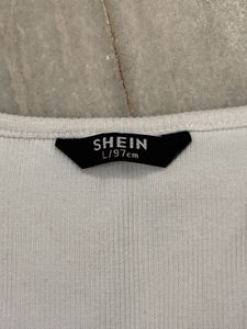 SHEIN White Ribbed Button-Up Crop Top