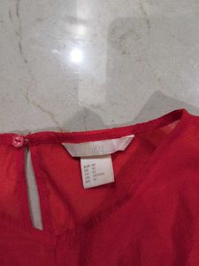 H &amp; M Red Ruffle Sleeve Top brand new