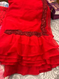 Stunning Red Ruffle Saree