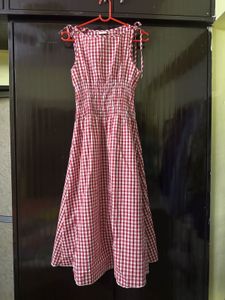 Red Gingham Sleeveless Dress