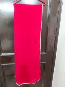 Red Dupatta with Golden Border✨