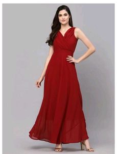 Elegant Maroon Maxi Dress M