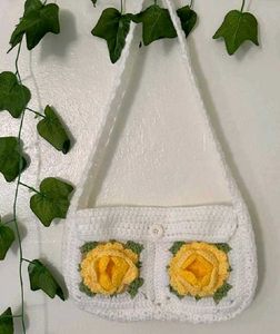 Crochet Rose Bag with Floral Detail