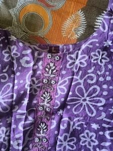 Purple Floral Print Kurta