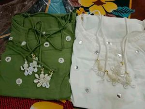 Green Mirror Work Kurta