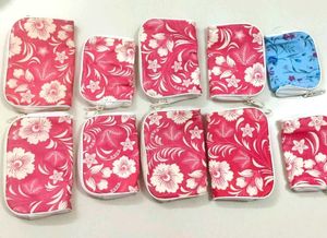 Floral Print Zipper Pouches (Set of 10)