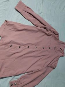 Chic Pink Long-Sleeve Button-Up Top