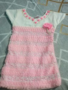 Cute Pink Baby Dress with Flower Accent