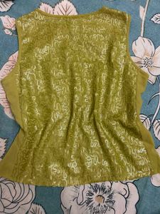 Stylish Olive Green Sequin Tank Top