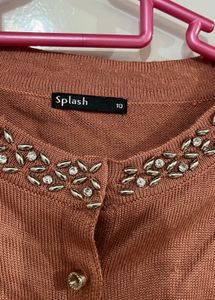 Elegant Pearl Embellished Cardigan