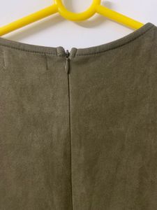 Long Sleeve Casual Olive Green Dress