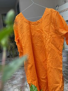 Embroidered Orange Kurta