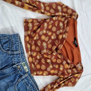 Westside Floral Mesh Long Sleeve Top