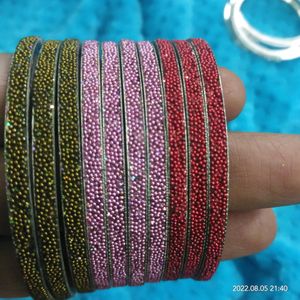 🔥🔥combo of three clr metal shining bangles